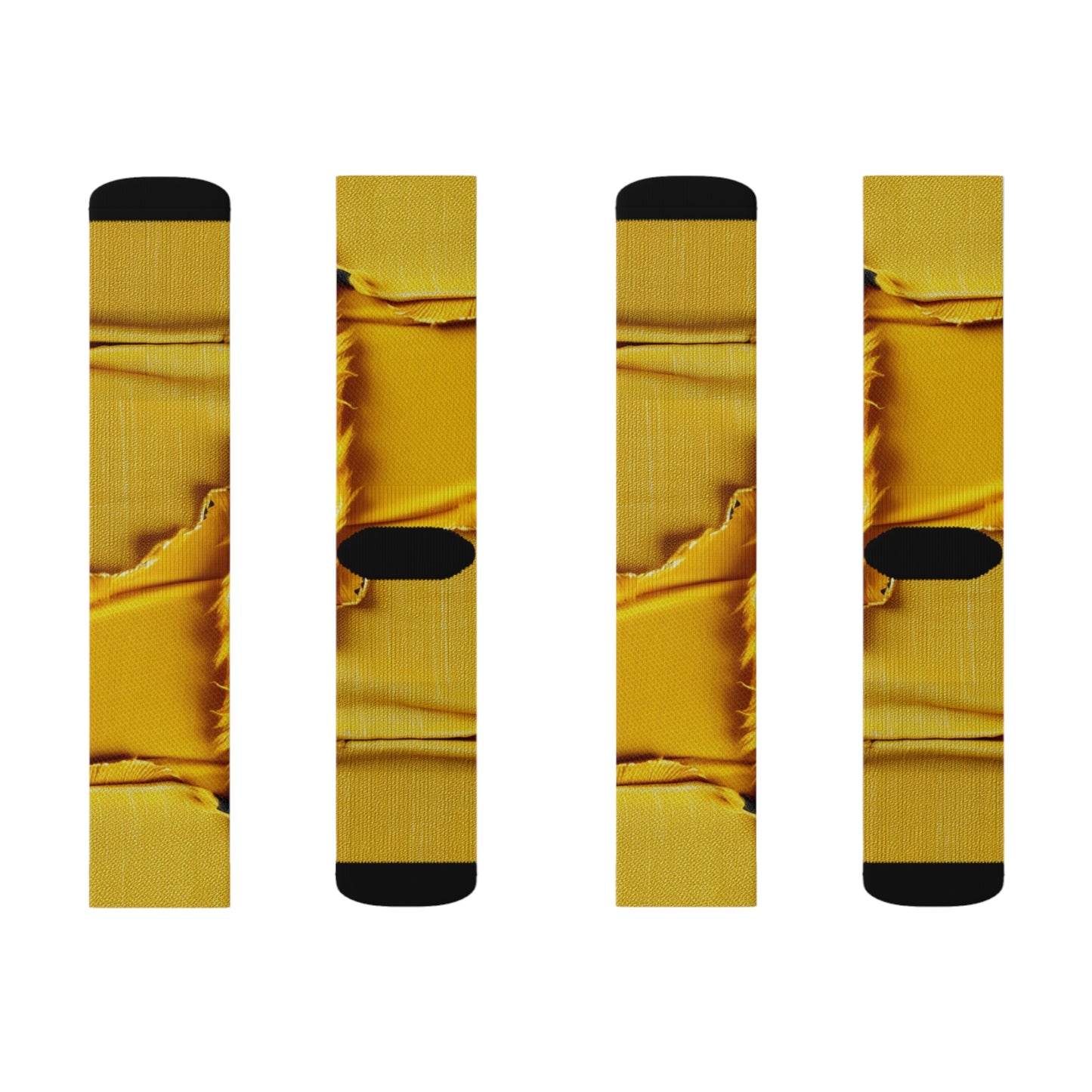 Banana Yellow Lemon: Bold Distressed, Denim-Inspired Fabric - Sublimation Socks