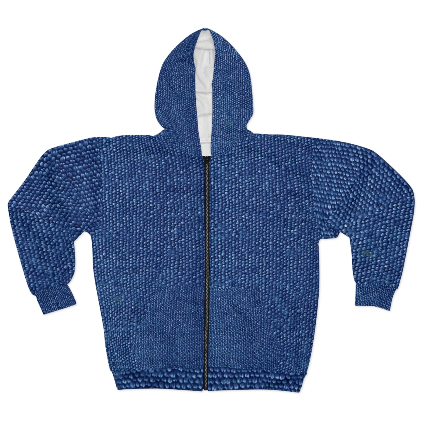 Marine Carpet Outdoor Bass Boat Style Denim Design - Sudadera con capucha y cremallera unisex (AOP) 