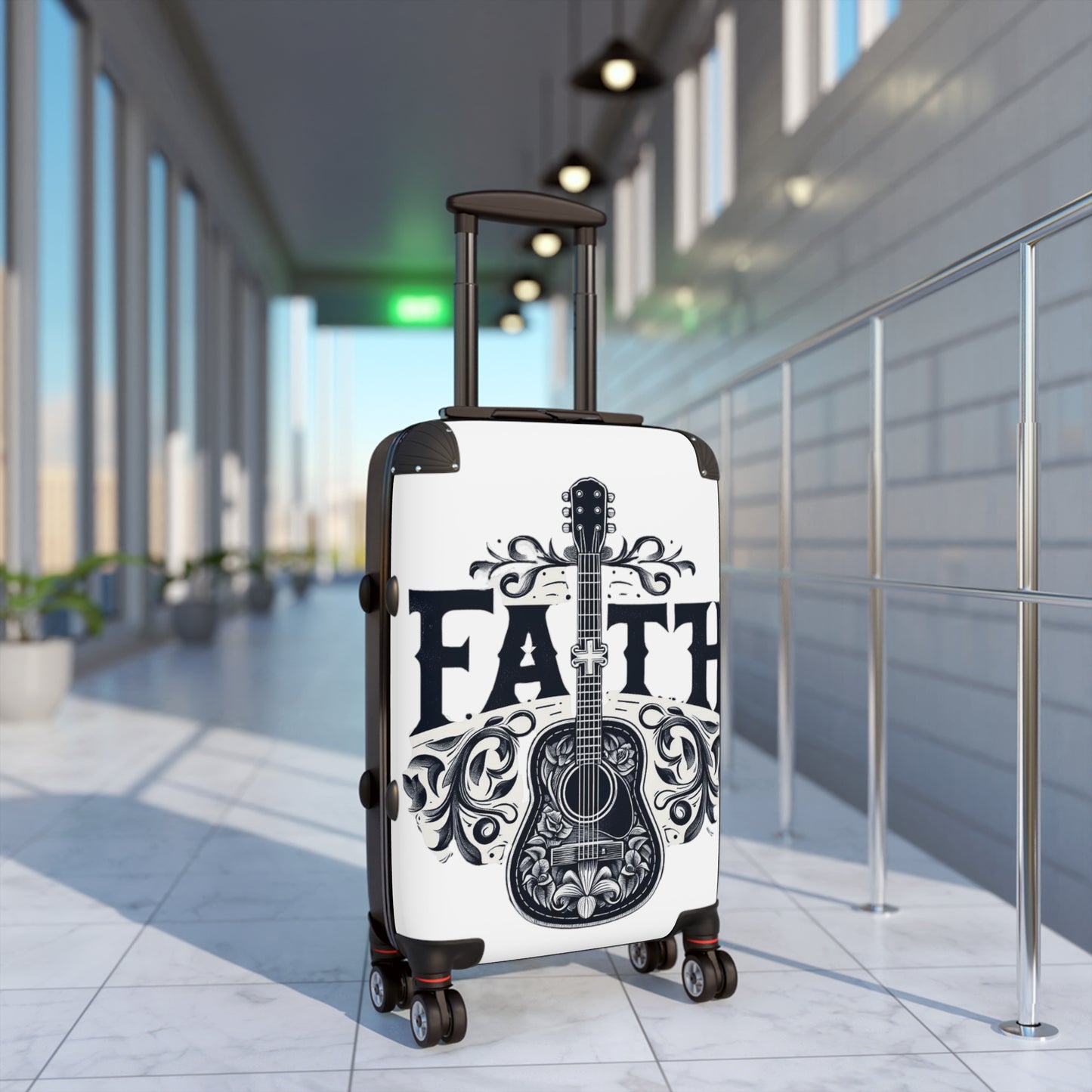 Guitar Cross Faith - Christian Gift, Love and Grace, Faithful, Jesus - Suitcase