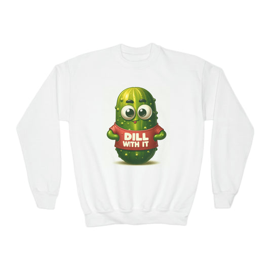 Pickle Shirt, Funny Gift, Dill With It, Youth Crewneck Sweatshirt