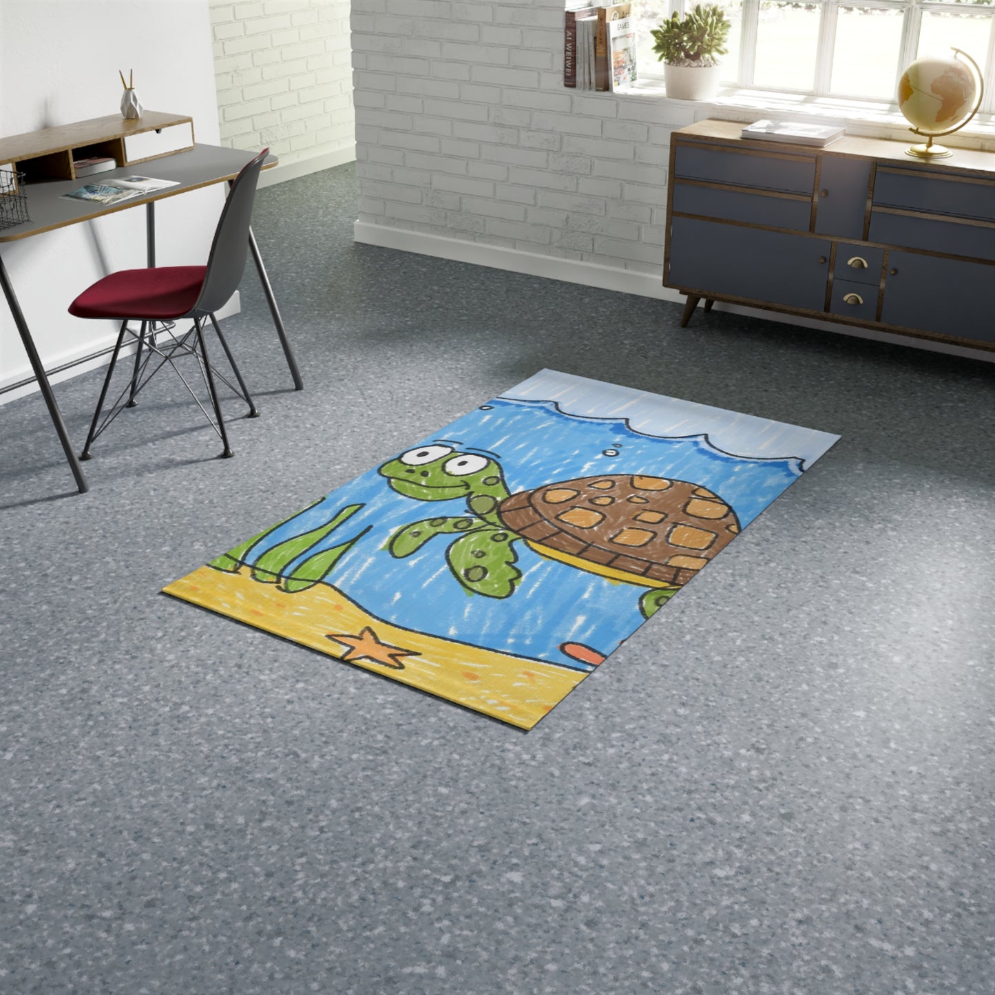 Sea Turtle Beach Sand Ocean Dobby Rug