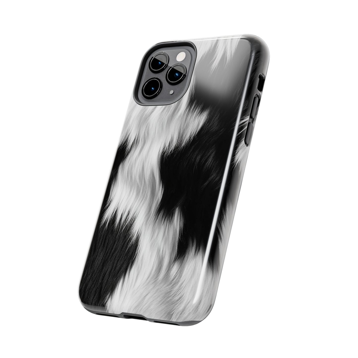 Cowhide on Hair Leather - Black and White - Designer Style - Tough Phone Cases