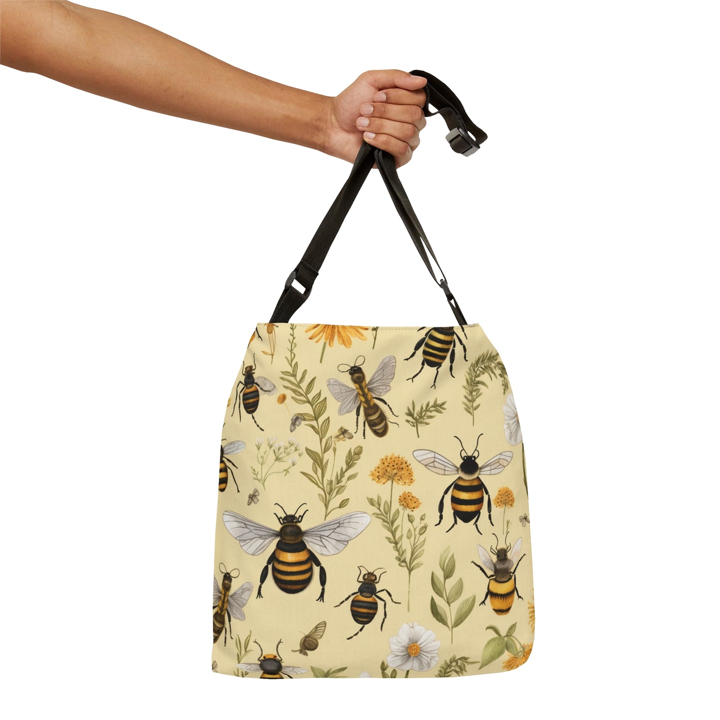 Whimsical Bees & Honeycombs Nature-Friendly Pattern Design Adjustable Tote Bag (AOP)