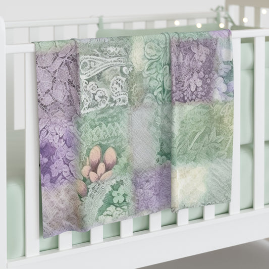 Medley Patchwork - Muted Pastels, Gingham & Lace, Boho Paisley Mix, Quilted Aesthetic Design - Baby Swaddle Blanket