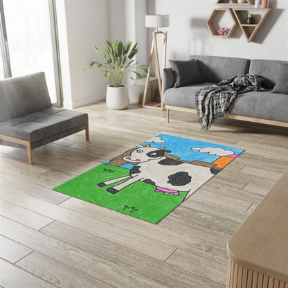 Cow Moo Farm Barn Animal Character Dobby Rug