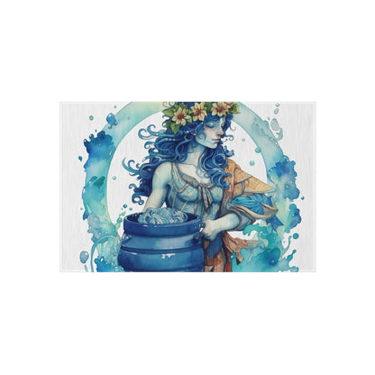 Artistic Aquarius Zodiac - Watercolor Water-Bearer Depiction - Outdoor Rug