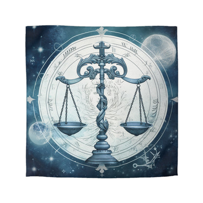 Blue Tones Libra Zodiac Cosmic Astro - Balanza y símbolos - Funda nórdica de microfibra 