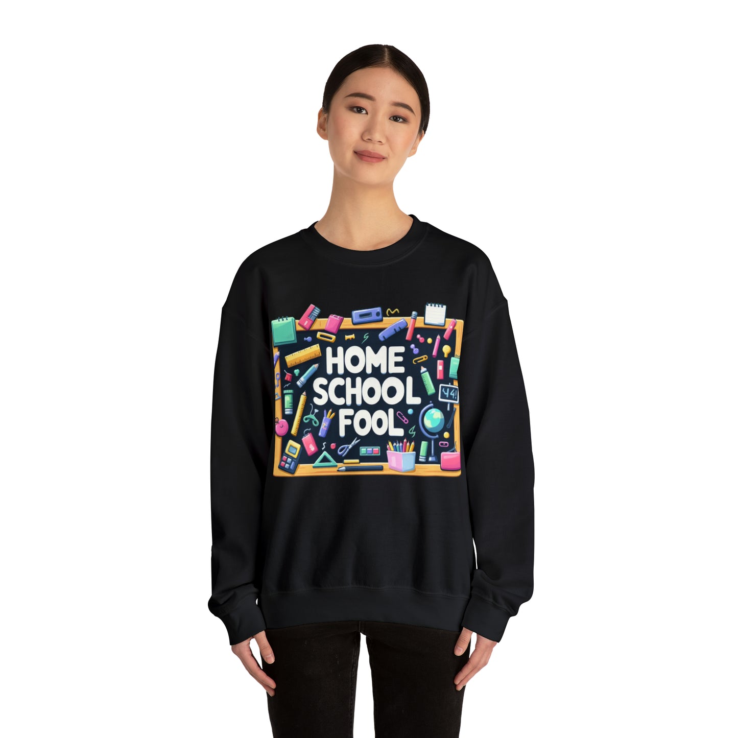 Home School Cool - Elementos esenciales para el aula, herramientas y suministros de aprendizaje lúdico, educación divertida - Sudadera unisex con cuello redondo Heavy Blend™