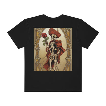 Death Card Tarot - Skeleton, Rose, and Transformation Journey - Unisex Garment-Dyed T-shirt