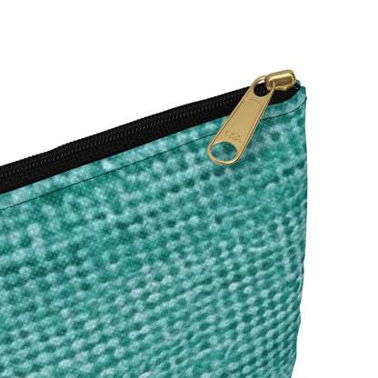 Quality Mint Turquoise Denim Fabric Deisgn, Stylish Material - Accessory Pouch