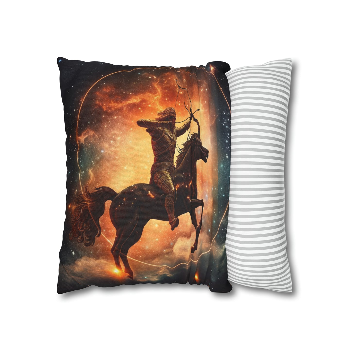 Sagittarius Constellation Totem - Archer in Action Zodiac Symbol - Spun Polyester Square Pillow Case