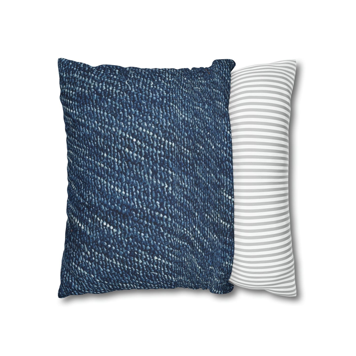 Denim-Inspired Design - Distinct Textured Fabric Pattern - Spun Polyester Square Pillow Case