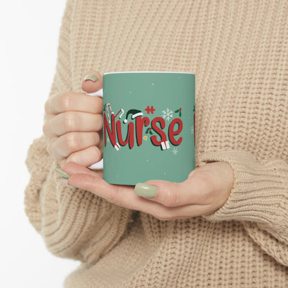 Christmas Nursing 11 oz Mug: 2023 Festive Nurse Design, Perfect Gift for Women in Nursing School