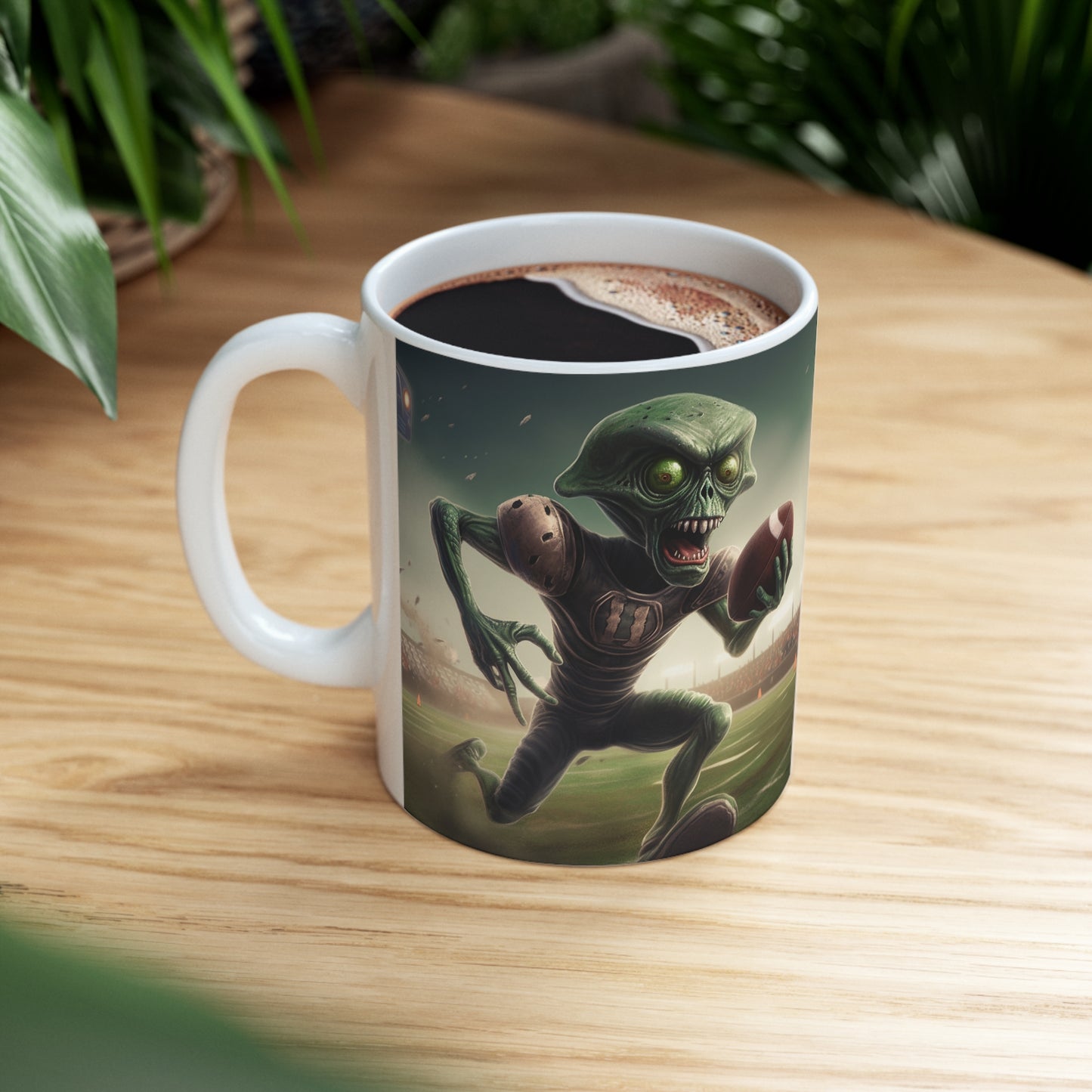 Alien Football Space Sport Game Stadium Athlete Galaxy Player - Ceramic Mug 11oz