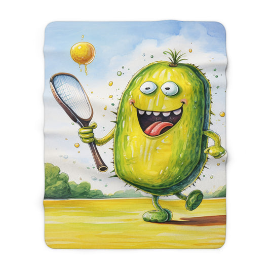 Pickleball Sport: Athletic Pickle Playing Game with Net and Paddle - Sherpa Fleece Blanket