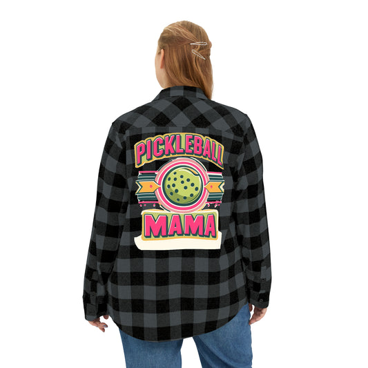 Pickleball Mama - Charcoal Black - Unisex Flannel Shirt
