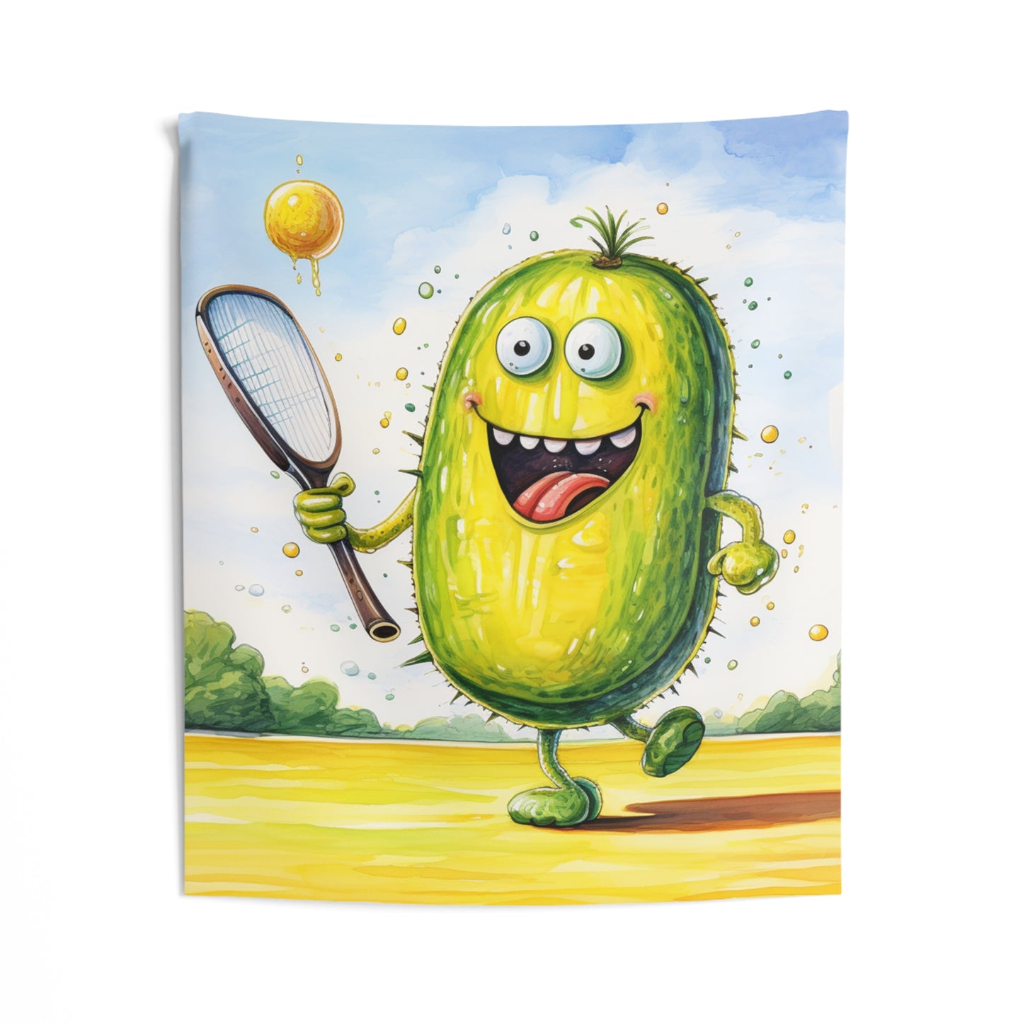 Pickleball Sport: Athletic Pickle Playing Game with Net and Paddle - Indoor Wall Tapestries