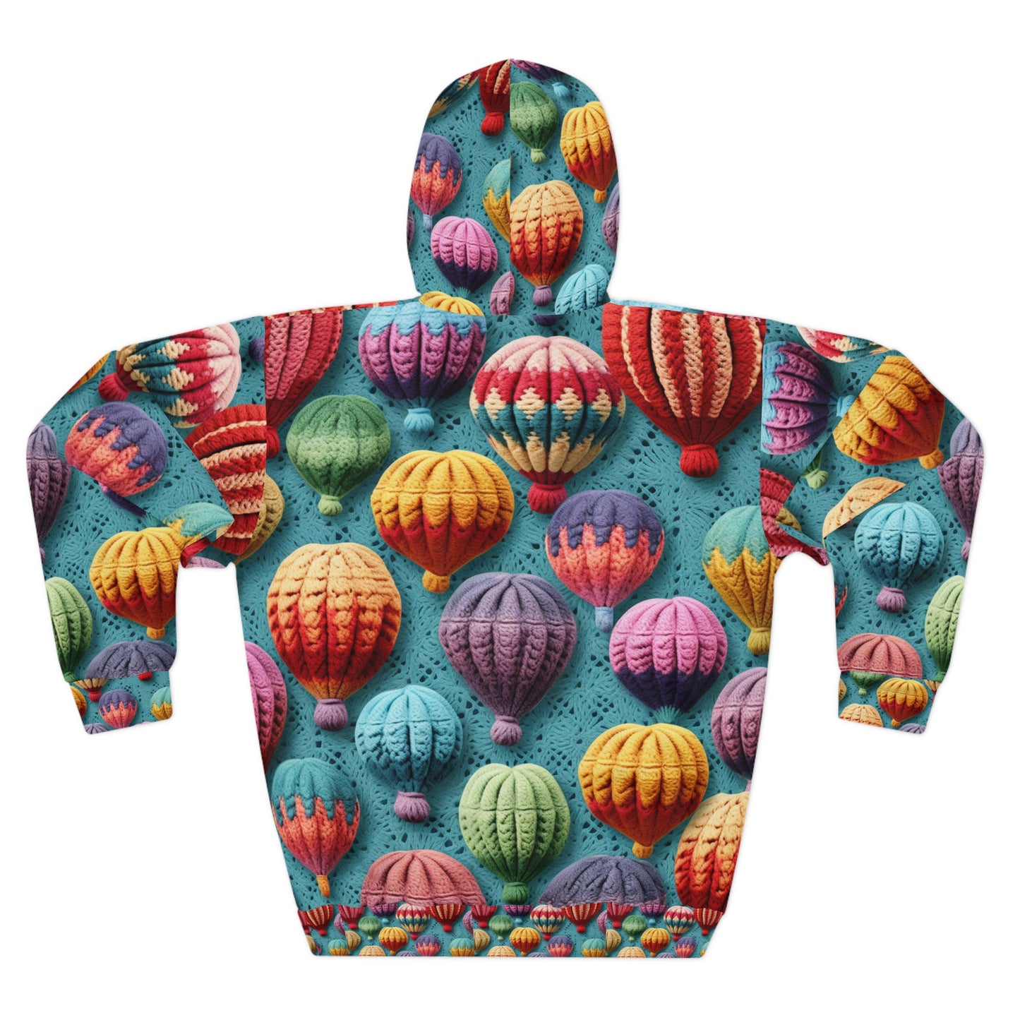 Crochet Hot Air Balloons Sky Travel Transport Scenic Style - Unisex Pullover Hoodie (AOP)