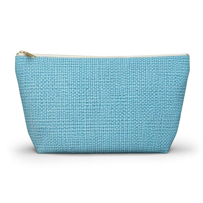 Bright Aqua Teal: Denim-Inspired Refreshing Blue Summer Fabric - Accessory Pouch w T-bottom