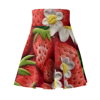 Strawberry Strawberries Embroidery Design - Fresh Pick Red Berry Sweet Fruit - Women's Skater Skirt (AOP)