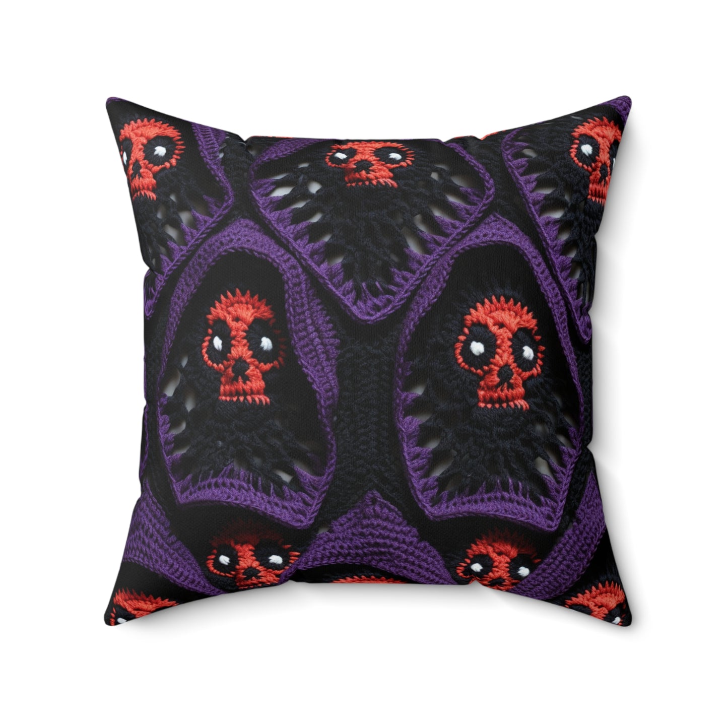 Grim Reaper Crochet Halloween Fright Scare Ghoul Fantasy Horror - Spun Polyester Square Pillow