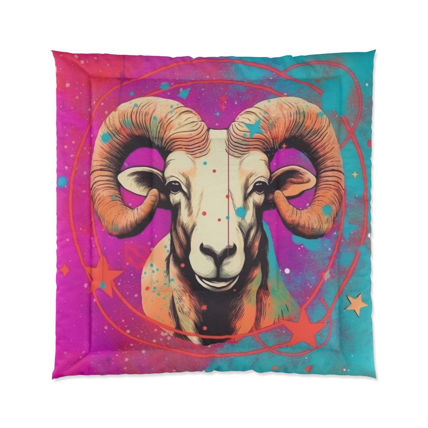 Pop Art Aries Constellation - Vibrant Zodiac Ram Symbol - Comforter