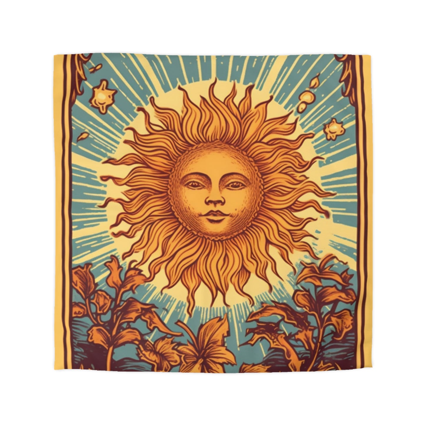 Sun Tarot Card Symbol of Growth, Life, and Radiance - Microfiber Duvet Cover