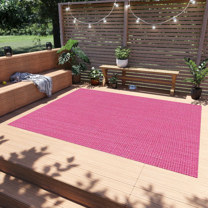 Doll-Like Pink Denim Designer Fabric Style - Outdoor Rug