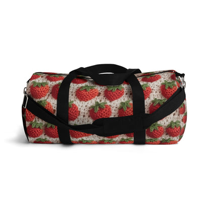 Strawberry Traditional Japanese, Crochet Craft, Fruit Design, Red Berry Pattern - Duffel Bag