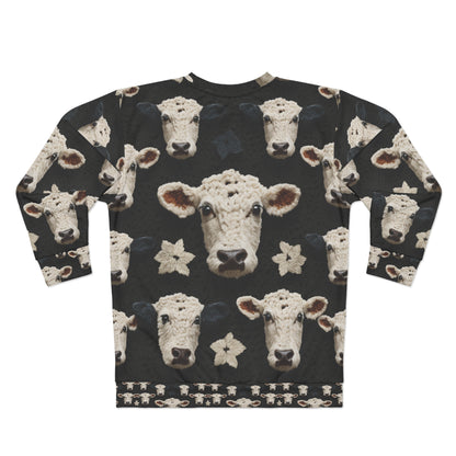 Patrón de vaca de ganchillo Estilo de tela de animales de granja - Sudadera unisex (AOP)