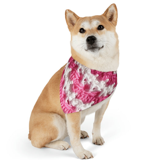 Hot Pink & White Knit, Vibrant Yarn Blend, Modern Chic Texture - Dog, Pet Bandana Collar