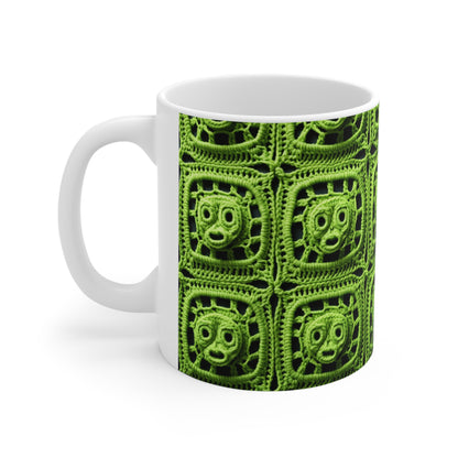 Halloween Green Alien Crochet Galactic Space Zombie Style - Taza de cerámica 11oz 