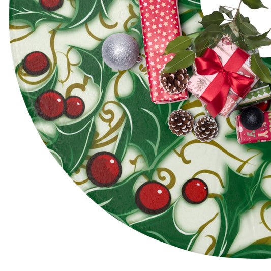 Holiday Elegance: Christmas Holly Swirls Design - Christmas Tree Skirts