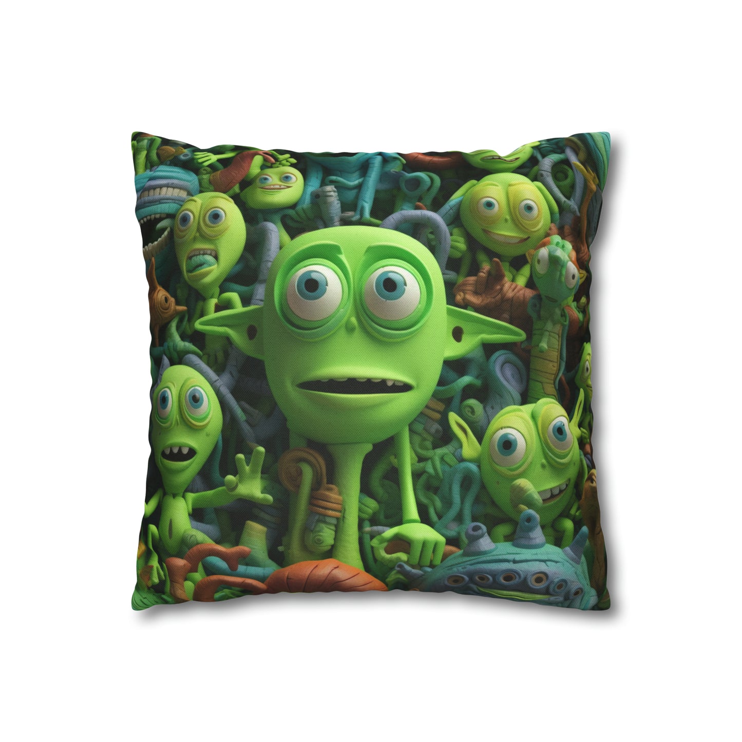 Toy Alien Story Space Character Galactic UFO Anime Cartoon - Spun Polyester Square Pillow Case