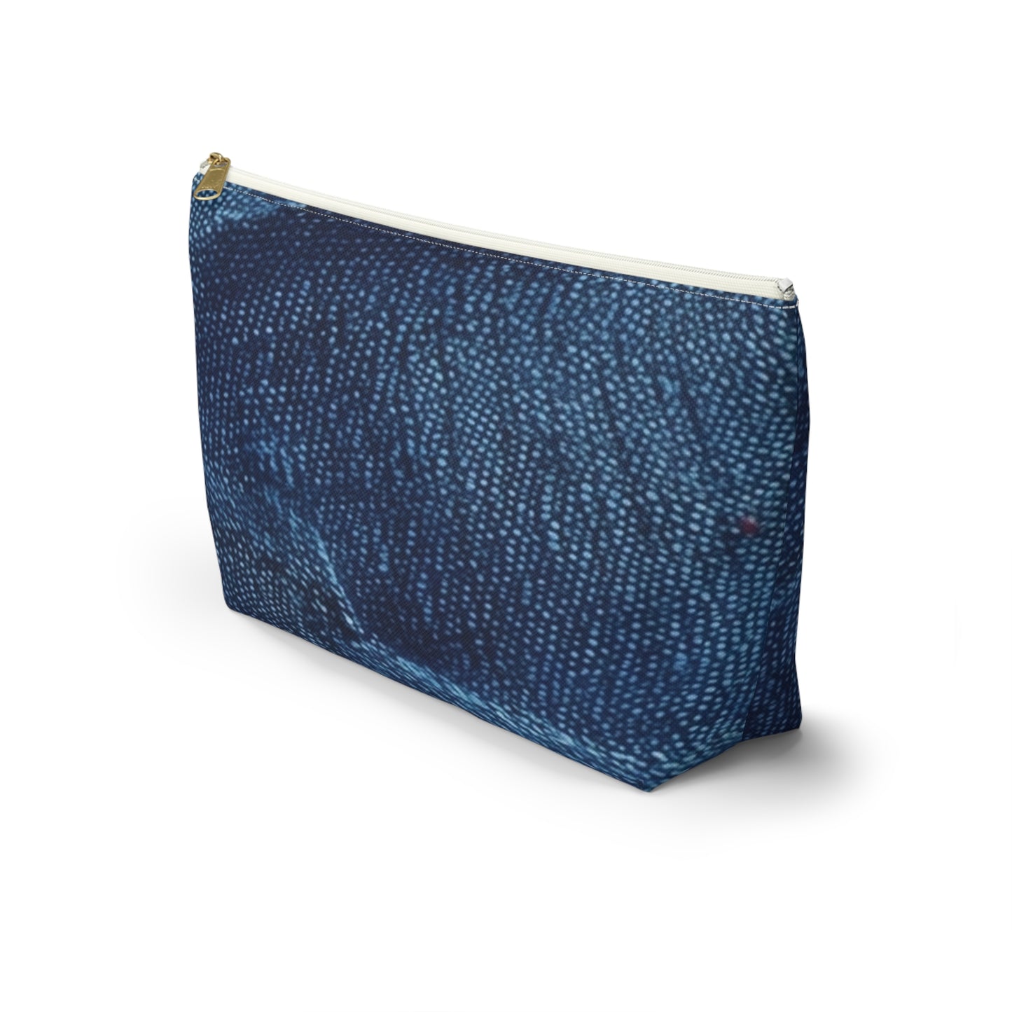 Dark Blue: Distressed Denim-Inspired Fabric Design - Accessory Pouch w T-bottom