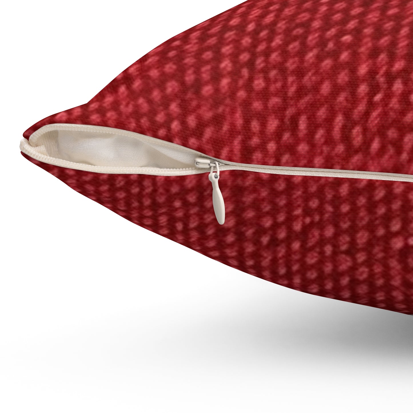 Bold Ruby Red: Denim-Inspired, Passionate Fabric Style - Spun Polyester Square Pillow