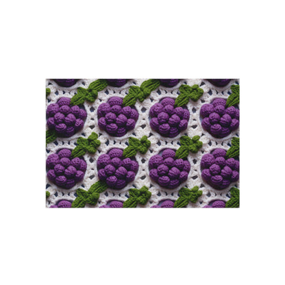 Crochet Grapes Pattern - Granny Square Design - Fresh Fruit Pick - Orchard Purple Snack Food - Outdoor Rug