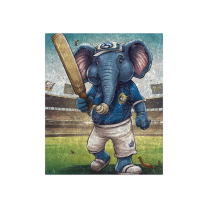 India Elephant Cricket Sport Star: Pitch, Run, Stump Game - Animated Charm - Crushed Velvet Blanket