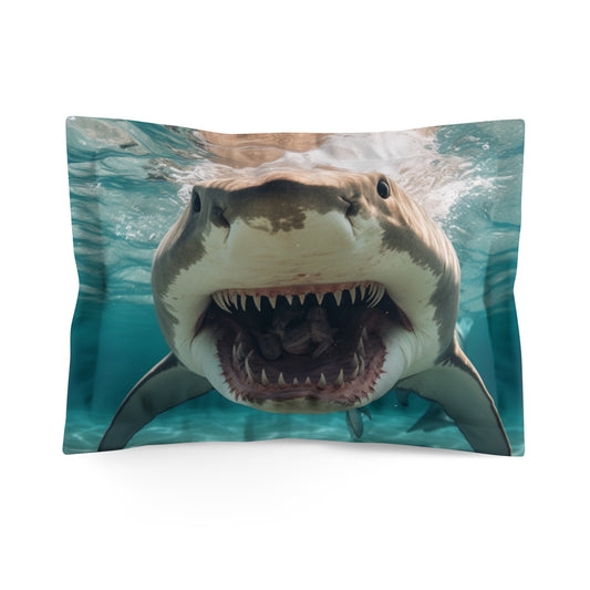Bull Shark: River Monster Menace - Realistic Dark Water Predator - Microfiber Pillow Sham