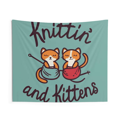 Knittin with Kittens: Cozy Cat and Stitch Blend - Indoor Wall Tapestries