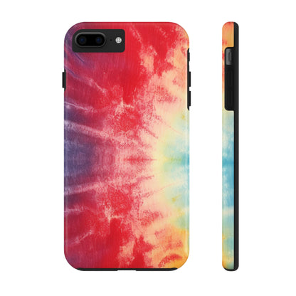 Rainbow Tie-Dye Denim: Vibrant Multi-Color, Fabric Design Spectacle - Tough Phone Cases