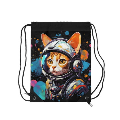 Astro Cat Adventure Feline - 宇宙空間に浮かぶ鮮やかなポップアート - 巾着バッグ