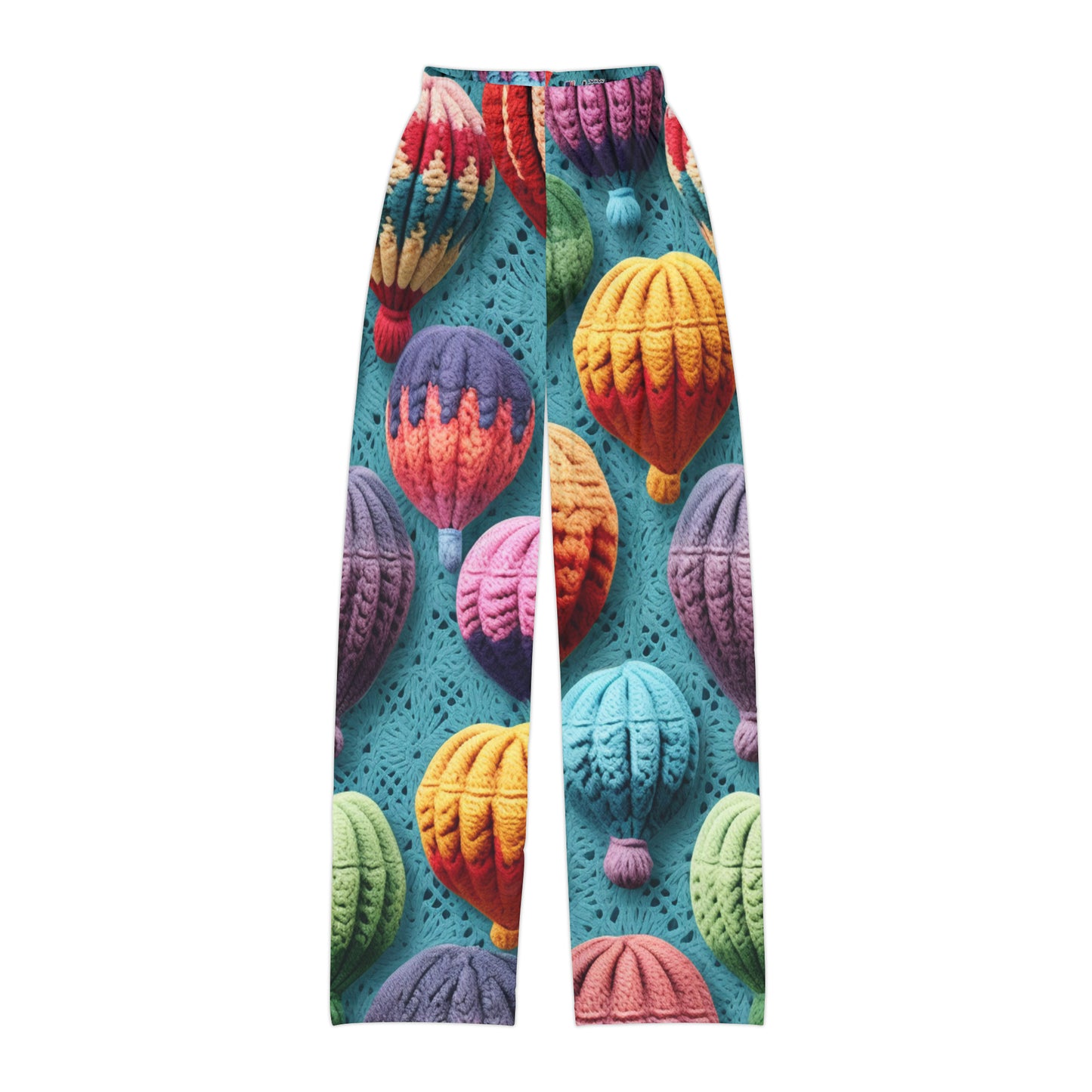 Crochet Hot Air Balloons Sky Travel Transport Scenic Style - Kids Pajama Pants (AOP)