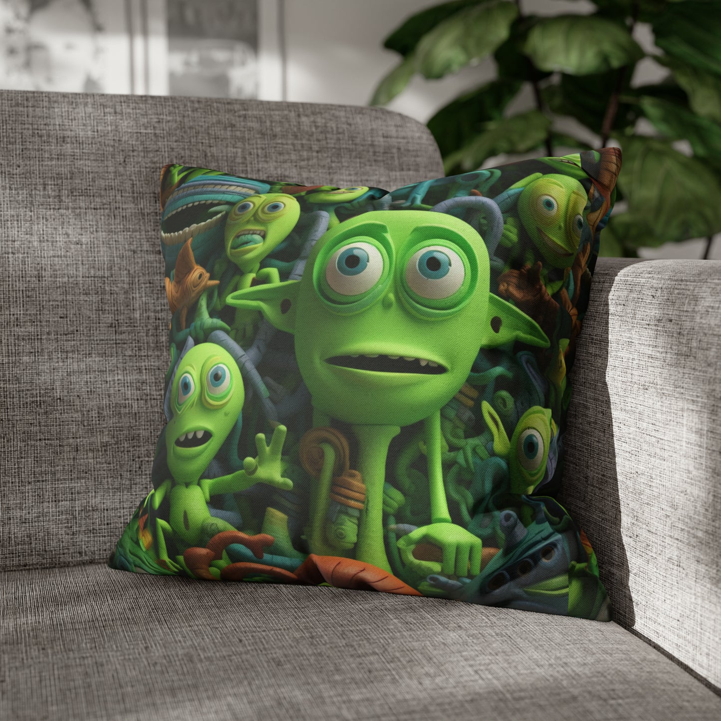 Toy Alien Story Space Character Galactic UFO Anime Cartoon - Spun Polyester Square Pillow Case