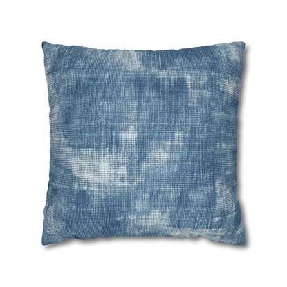 Faded Blue Washed-Out: Denim-Inspired, Style Fabric - Spun Polyester Square Pillow Case