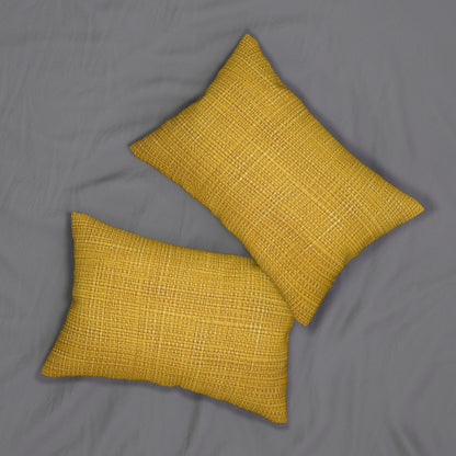 Radiant Sunny Yellow: Denim-Inspired Summer Fabric - Spun Polyester Lumbar Pillow