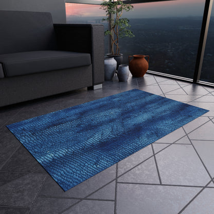 Blue Spectrum: Denim-Inspired Fabric Light to Dark - Outdoor Rug