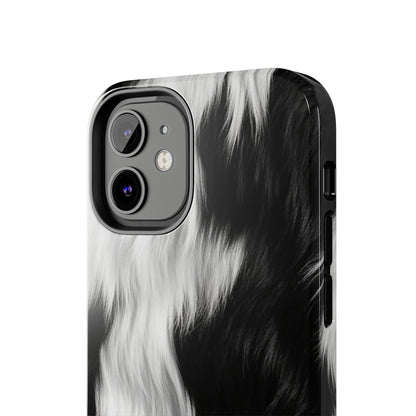 Cowhide on Hair Leather - Black and White - Designer Style - Tough Phone Cases