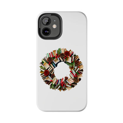 Holiday Book Wreath: Festive Literary Book Lover & Christmas Pinecone Arrangement - Tough Phone Cases