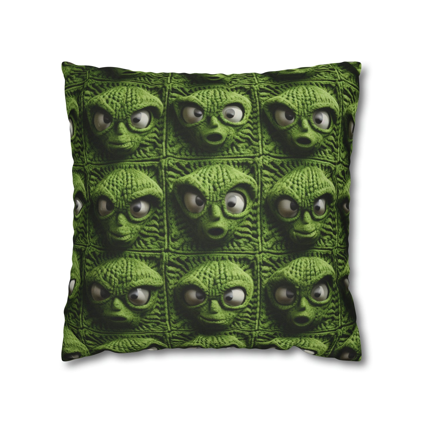 Alien Granny Square Crochet - Galacitc Space Sci fi Fantasy Theme - Spun Polyester Square Pillow Case